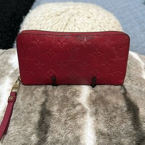 LOUIS VUITTON EMPRIENTE ZIPPER WALLET/ORGANIZER RASPBERRY PRE-LOVED CONDITION